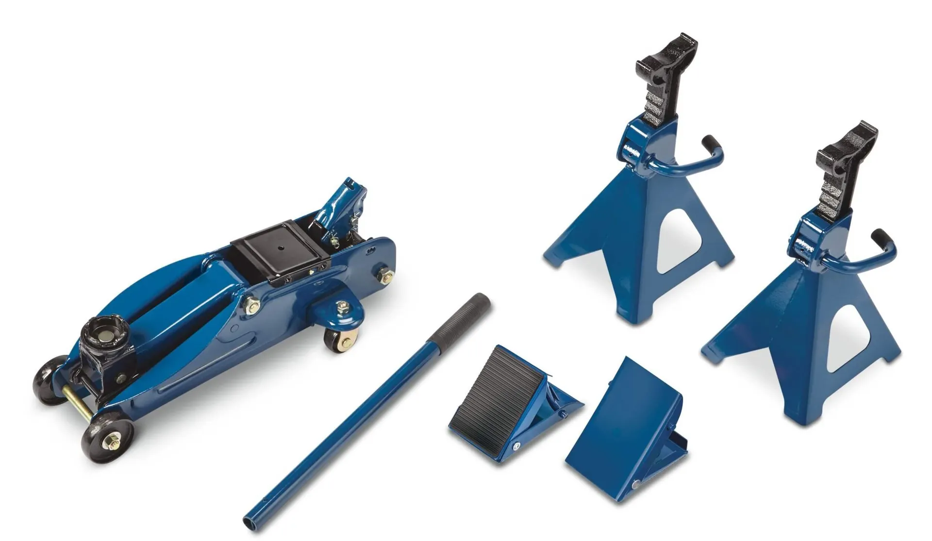 Certified Garage Combo Kit, Jack and Axle Stands with Wheel Chocks, 2-Tonnes, 5-pc