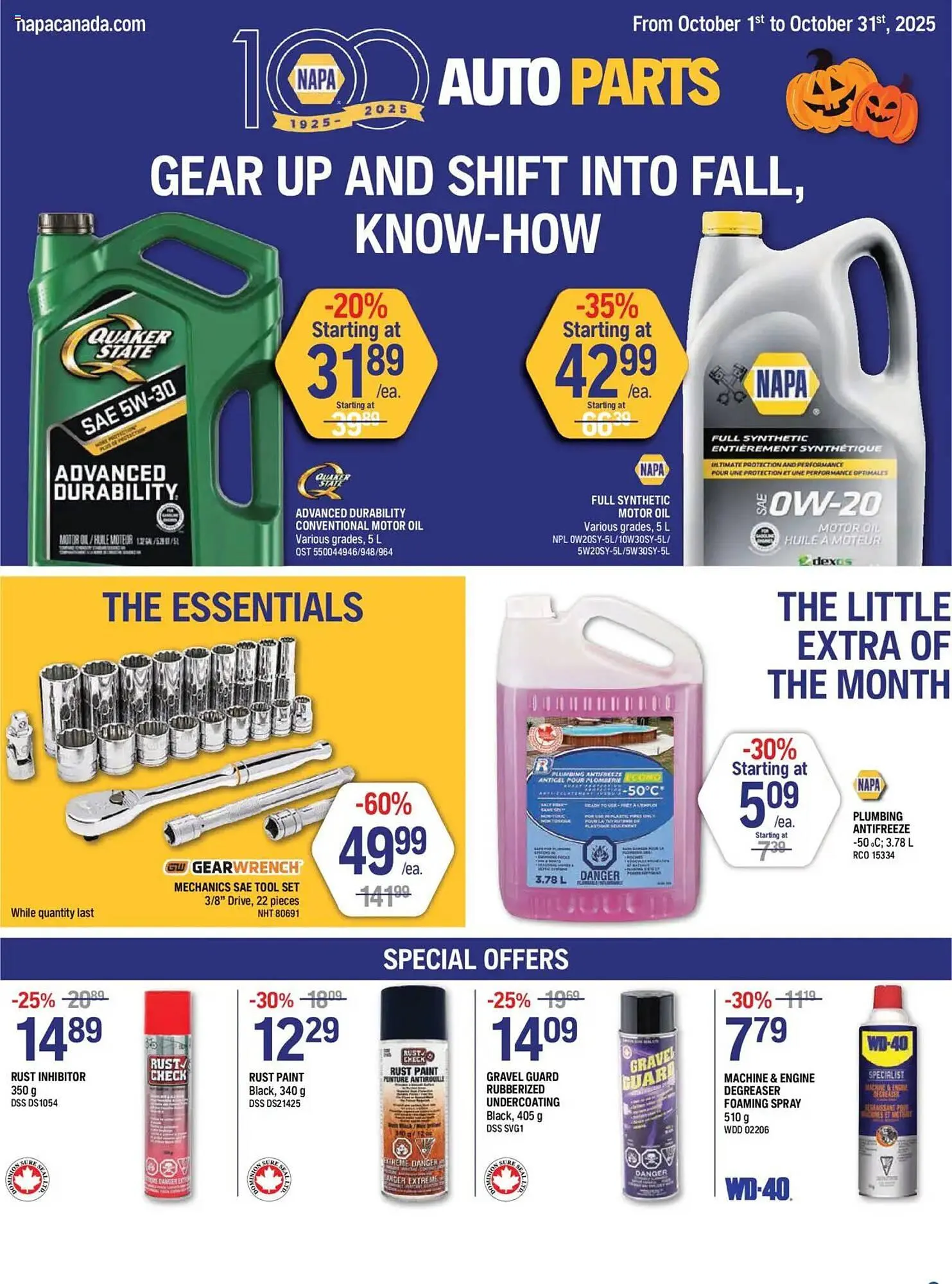 NAPA Auto Parts flyer from October 1 to November 1 2025 - flyer page 1