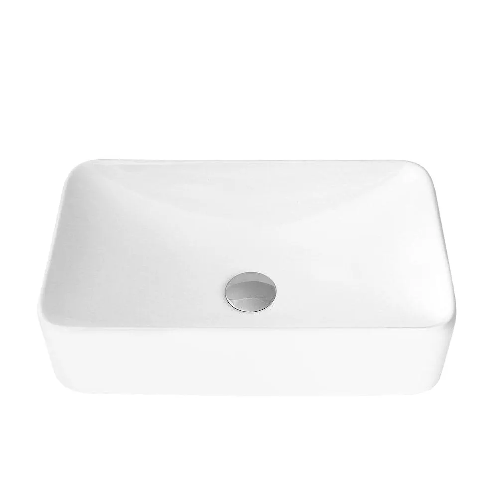 18 7/8-inch Porcelain Rectangular Vessel Bathroom Sink in White