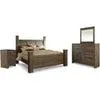 Juararo 6 Piece King Poster Bedroom - Dark Brown