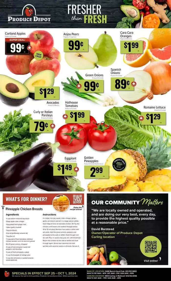 Produce Depot from September 25 to October 9 2024 - flyer page 1