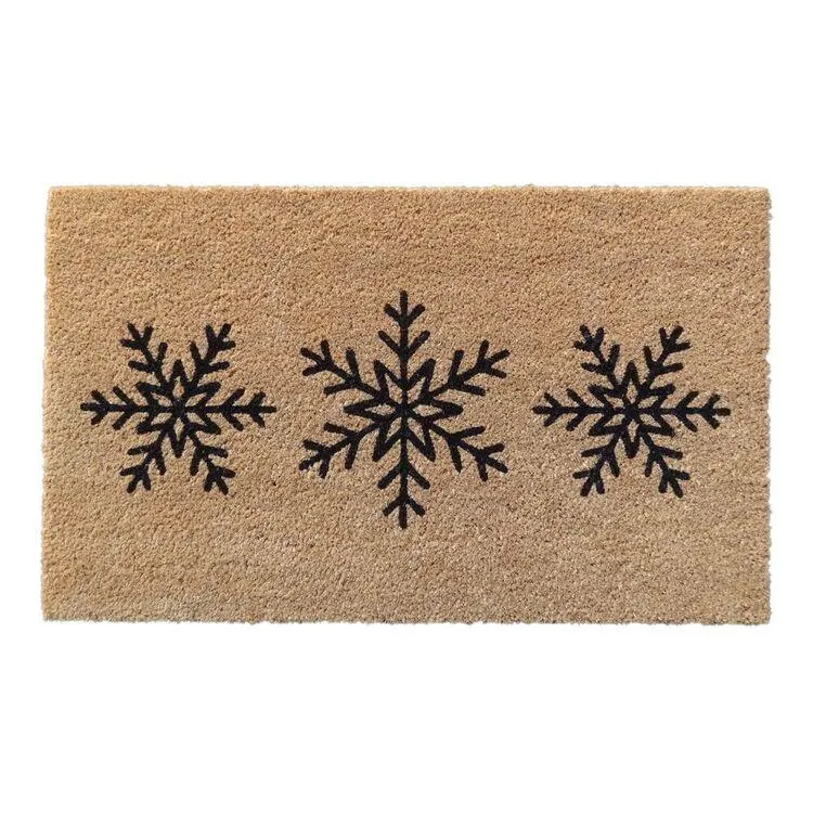 Bouclair Snowflakes Coir Mat Natural 45.7 x 76 cm
