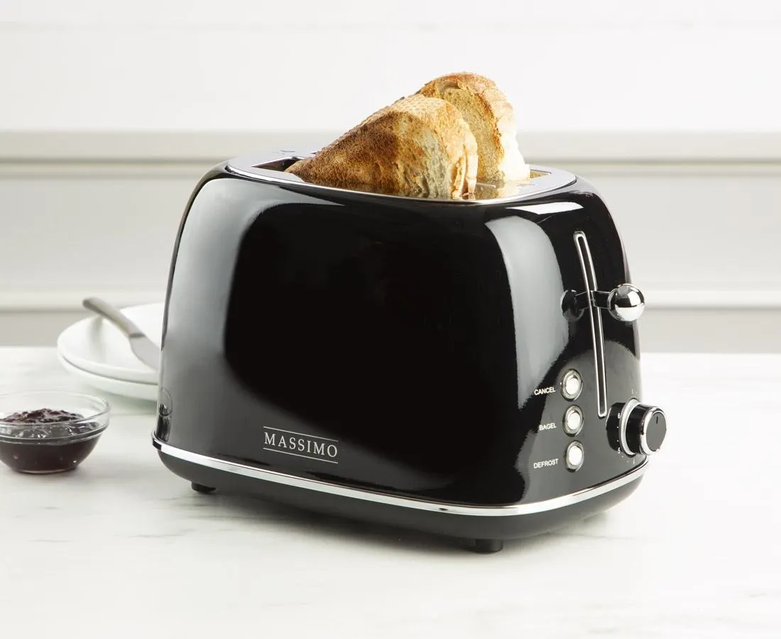 Massimo Vintage 2-Slice Toaster, Black