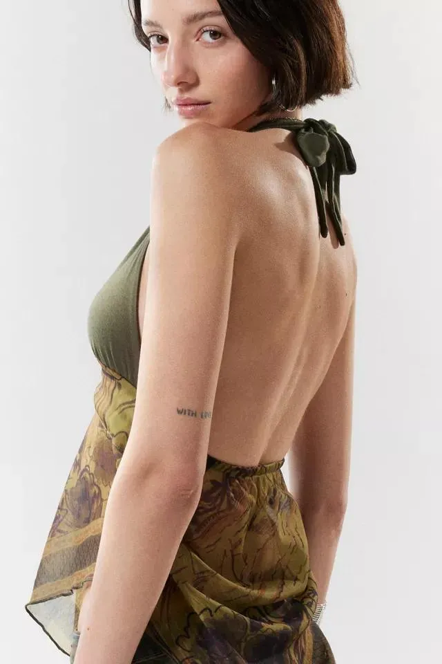 Silence + Noise Jessa Mesh Halter Top