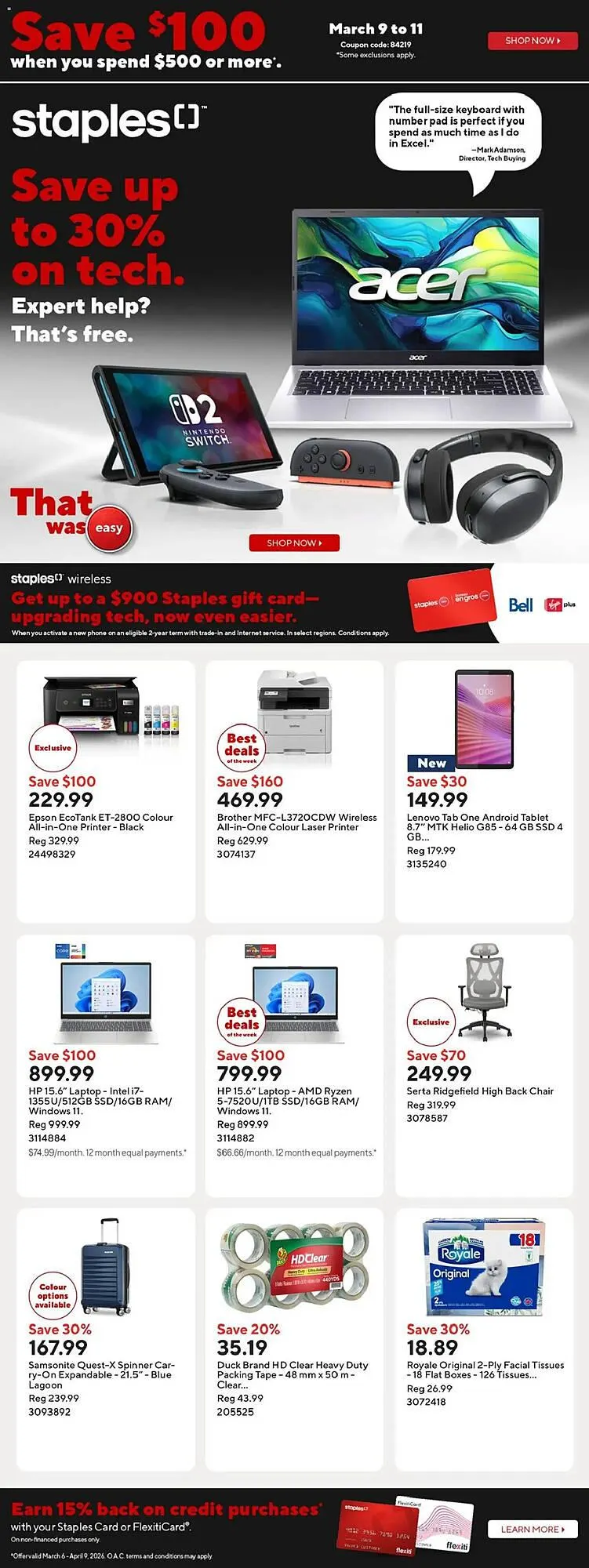Staples flyer from March 9 to March 11 2026 - flyer page 1