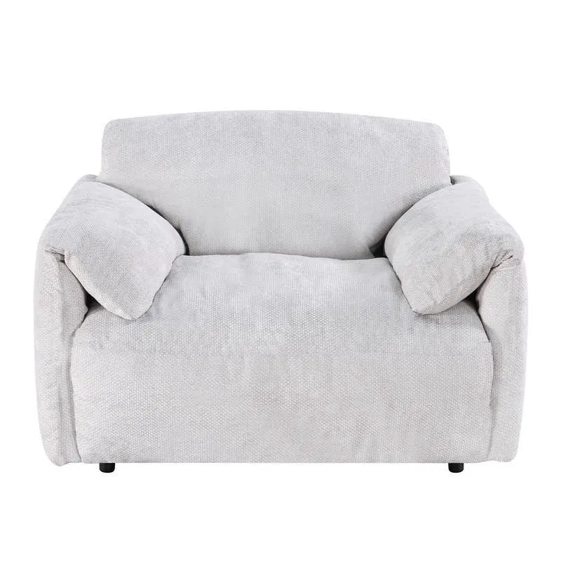 Fauteuil en velours texturé avec plumes - beige