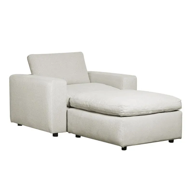 Fauteuil modulaire avec ottoman beige - 4 mcx