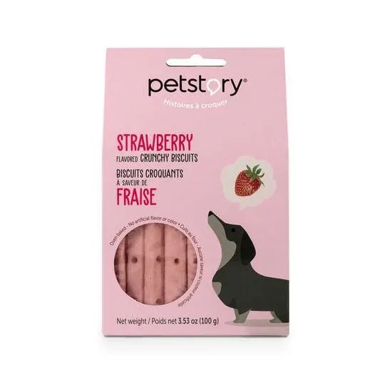 Strawberry flavoured crunchy biscuits for dogs