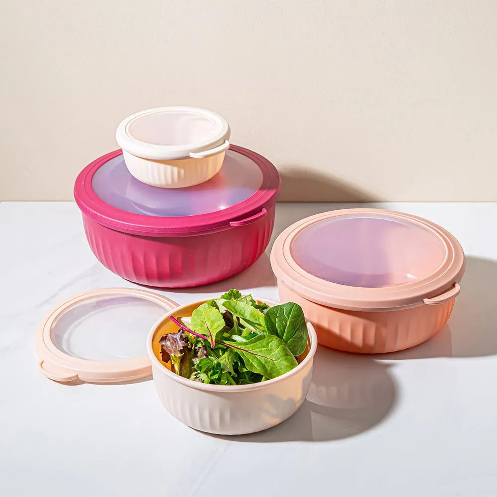 KSP Ribbo 'Round' Food Prep Containers with Lids - Set of 8 (Pink)