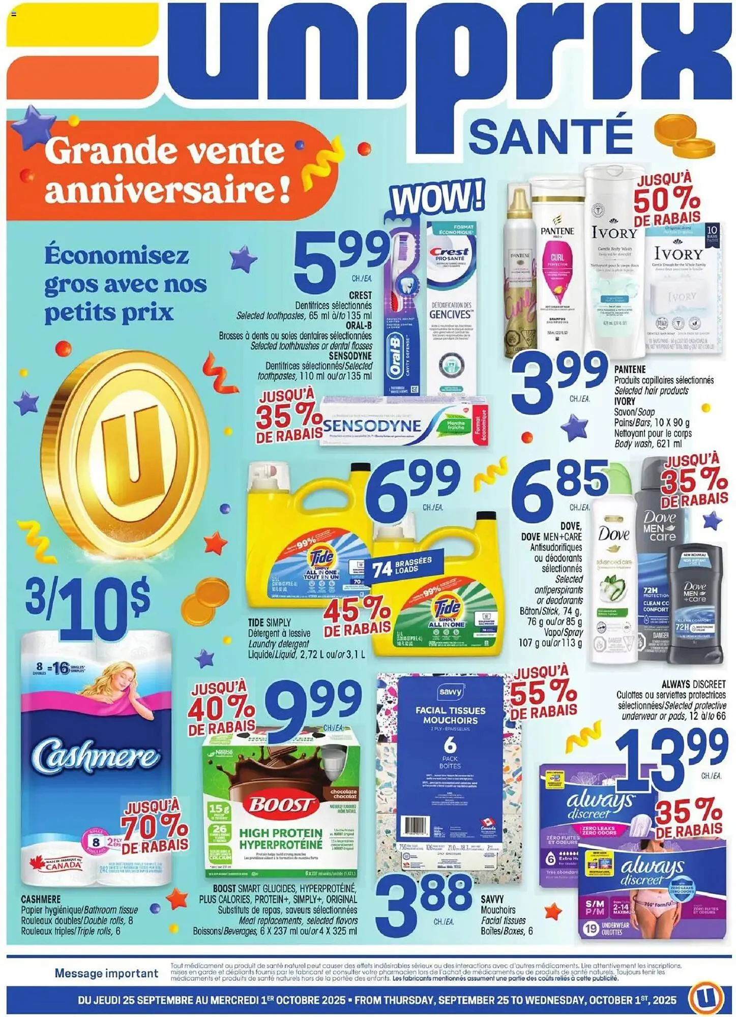 Uniprix flyer from September 25 to October 1 2025 - flyer page 1