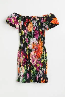 Smocked Off-the-shoulder Dress
