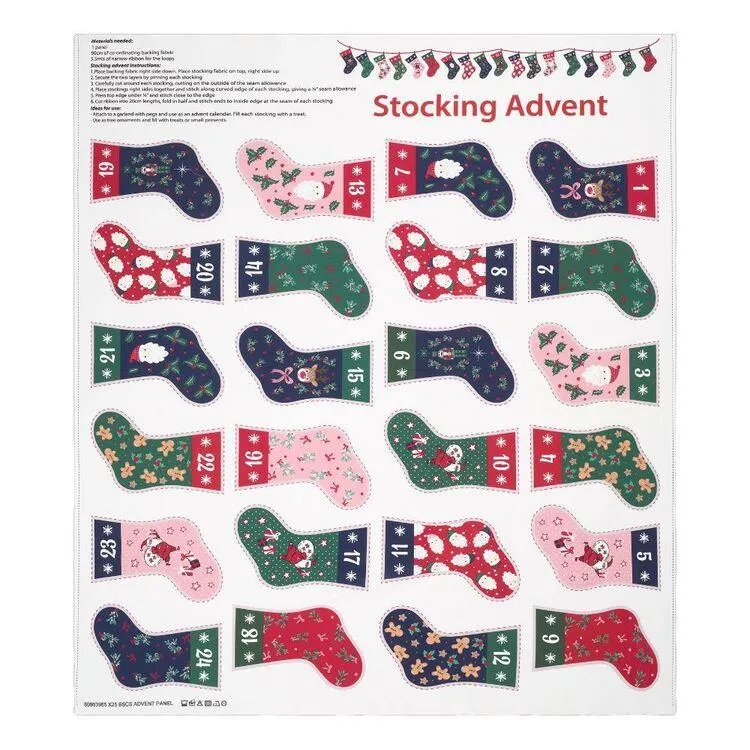 Christmas Basics Advent Panel Fabric Multicoloured 45 x 52 cm