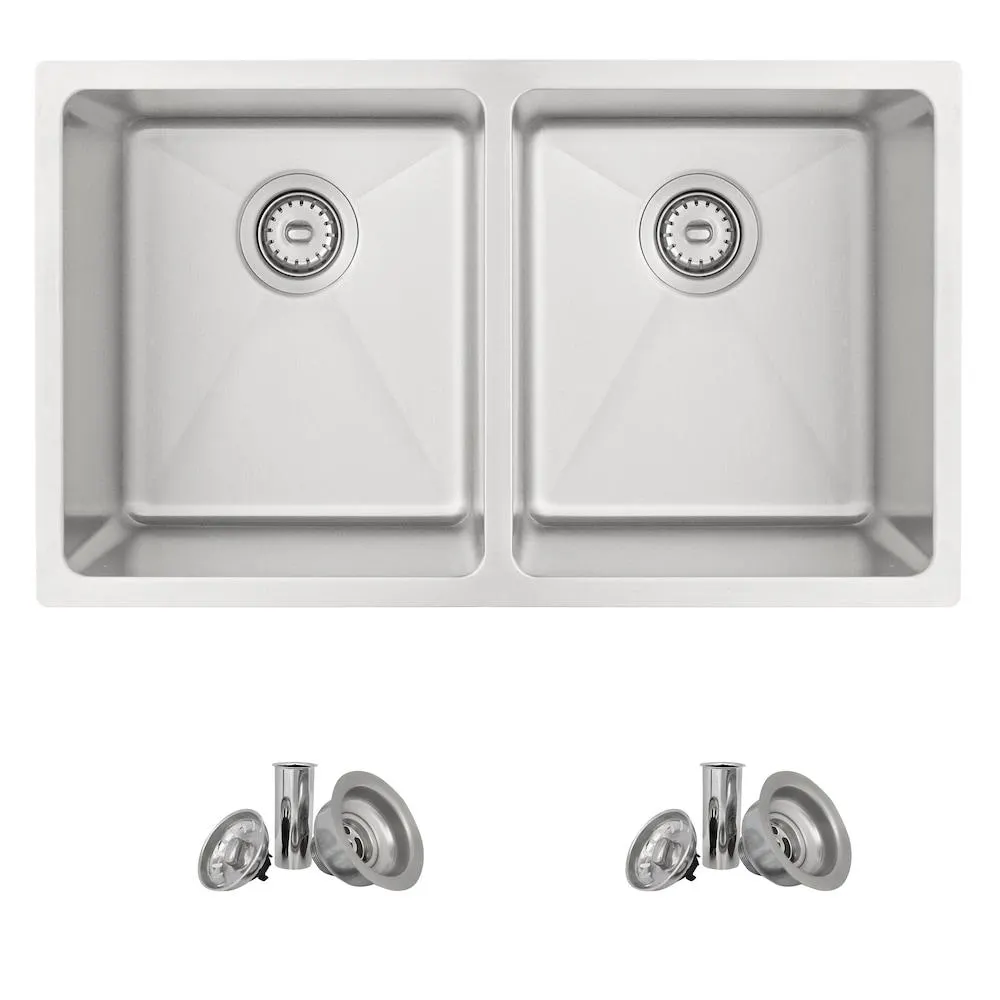 31L x 18W-inch Undermount Double Bowl 18 Gauge Stainless Steel Kitchen Sink with Strainers