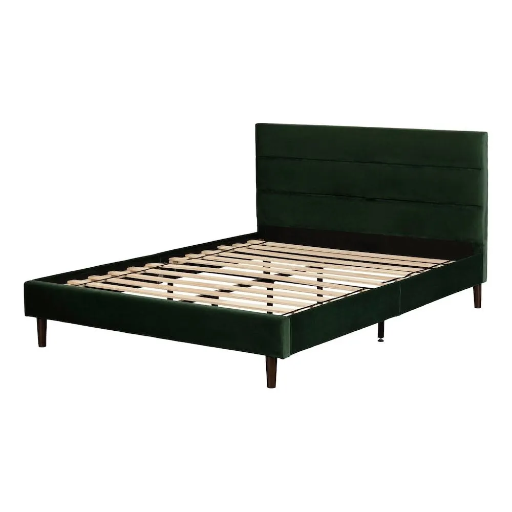 Maliza 62.5 in. x 82 in. x 38.5 in. Queen Upholstered Complete Platform Bed in Green