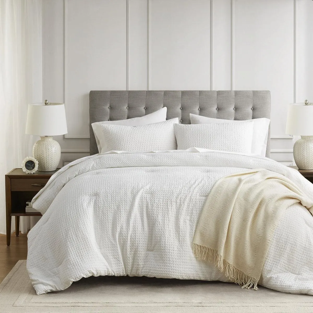 Mina Waffle Weave Textured Cozy Comforter Set