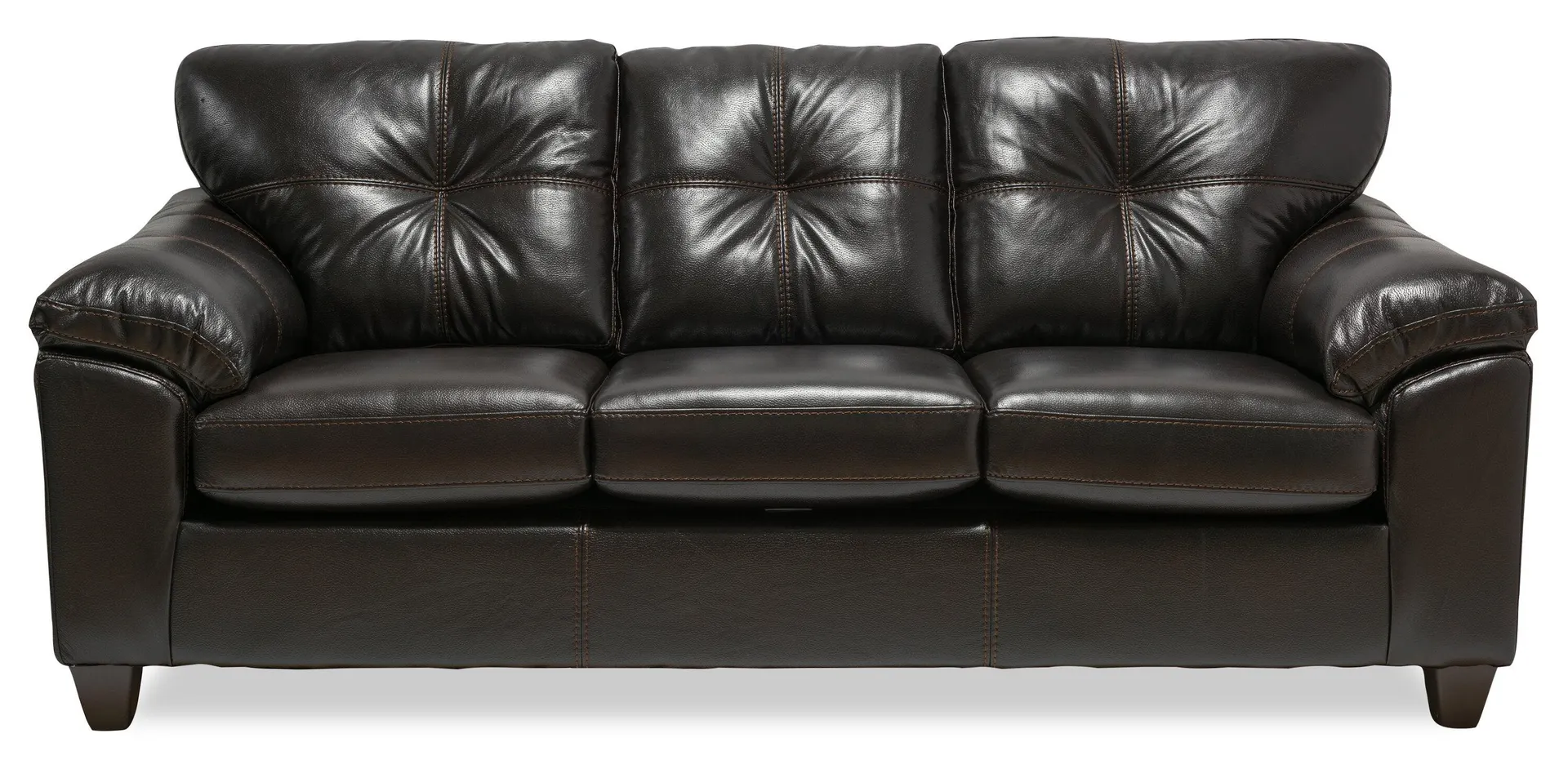 Canadian Made Addison 86" Blackberry Black Leather-Look Fabric Sofa with Removable Seat Cushions