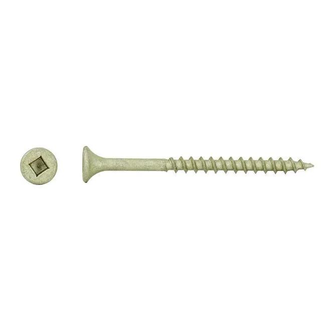 Green Wood Treated Screw Square Bugle Head Regular Wood Point - 100/Box, 6 x 1 3/4 in