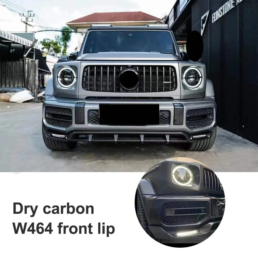 Fit For G Class W463A/W464 G63 2019-2024Y High Quality Real Carbon Fiber Front Lip Dry Carbon fiber front bar With LED