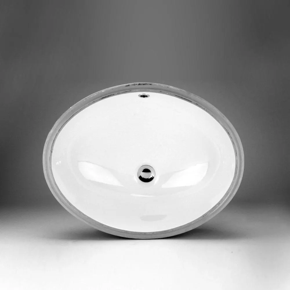 21 7/8 x 17 3/8 Ceramic Oval Undermount Bathroom Sink Basin