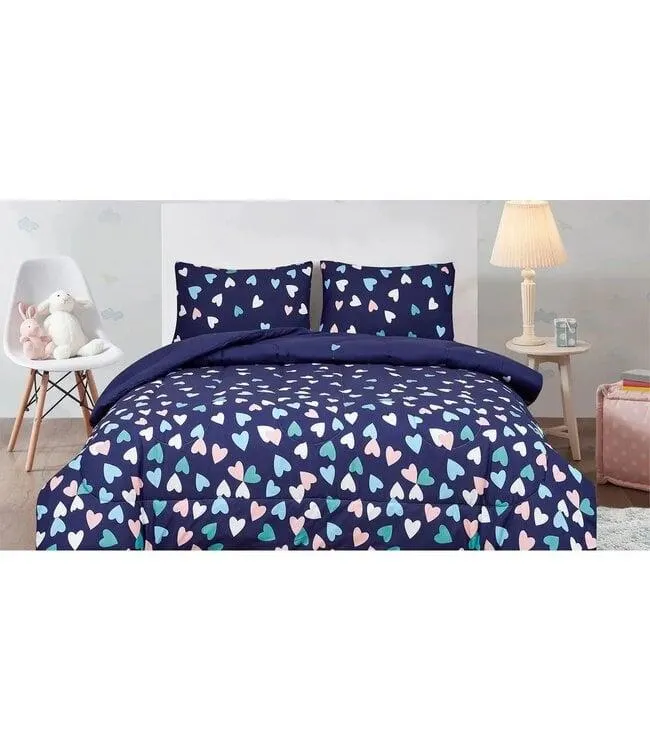 mari & mac DAHLIA COMFORTER SET NAVY/PINK