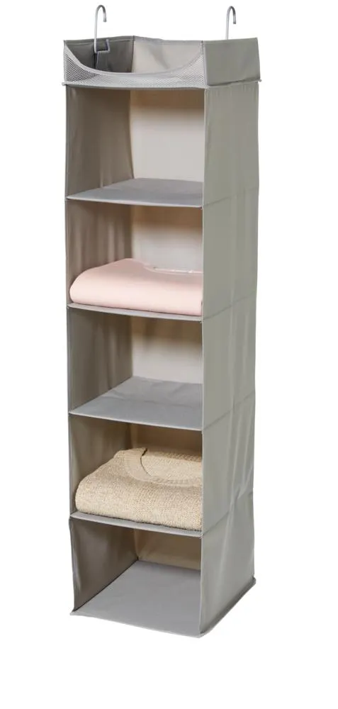 type A Ease 5-Shelf Hanging Closet Organizer, Grey