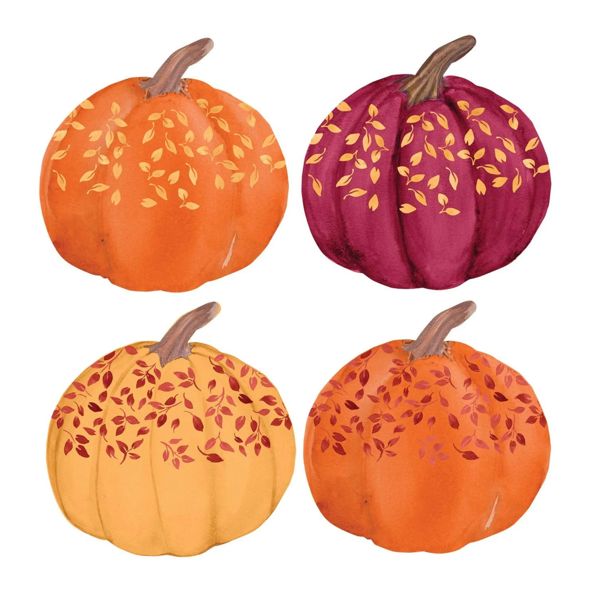 Sophistiplate Pumpkin Paper Disposable Salad Plates with Foil Accents, Orange/Red, 8-in, 8-pk, for Fall