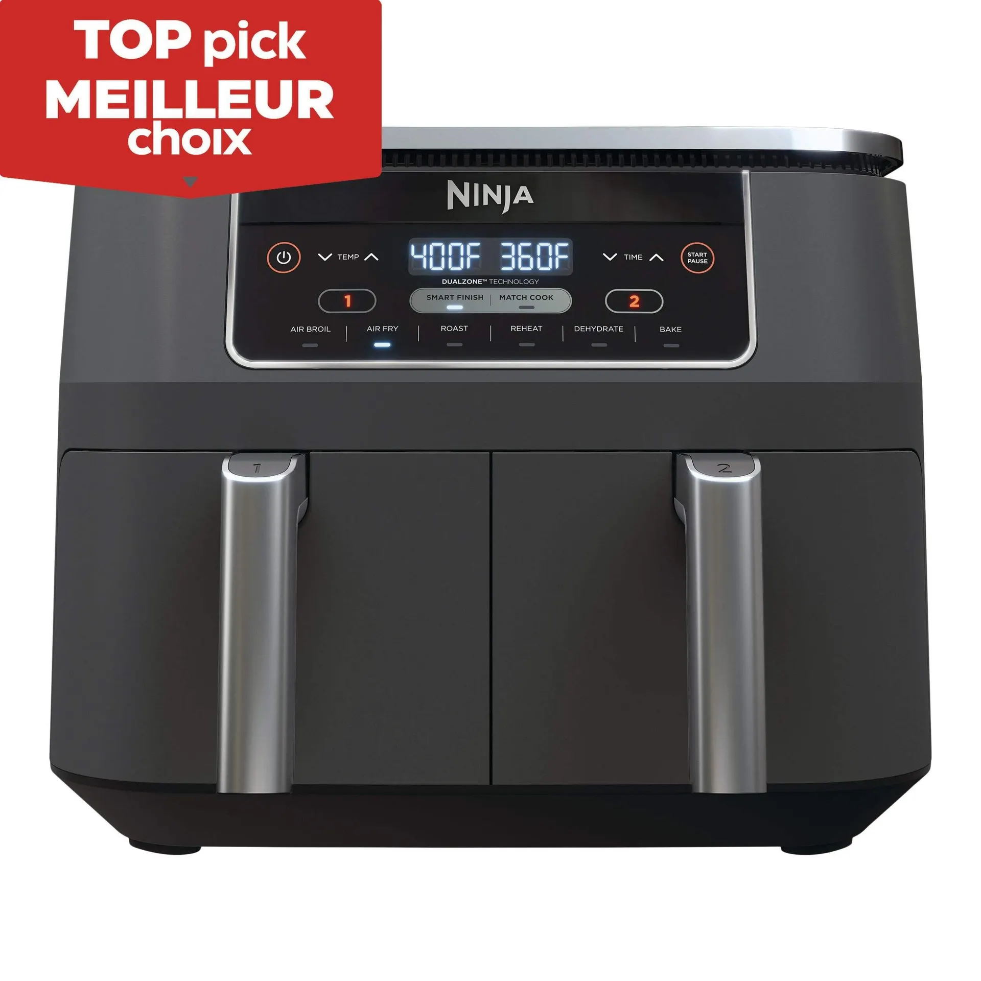 Ninja Foodi 2-Basket Air Fryer with 6 Cooking Functions, 8 Qt