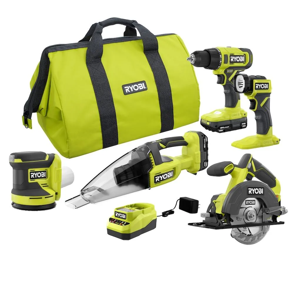 18V ONE+ Cordless 5-Tool Combo Kit with (2) 1.5 Ah Batteries, Charger, and Tool Bag