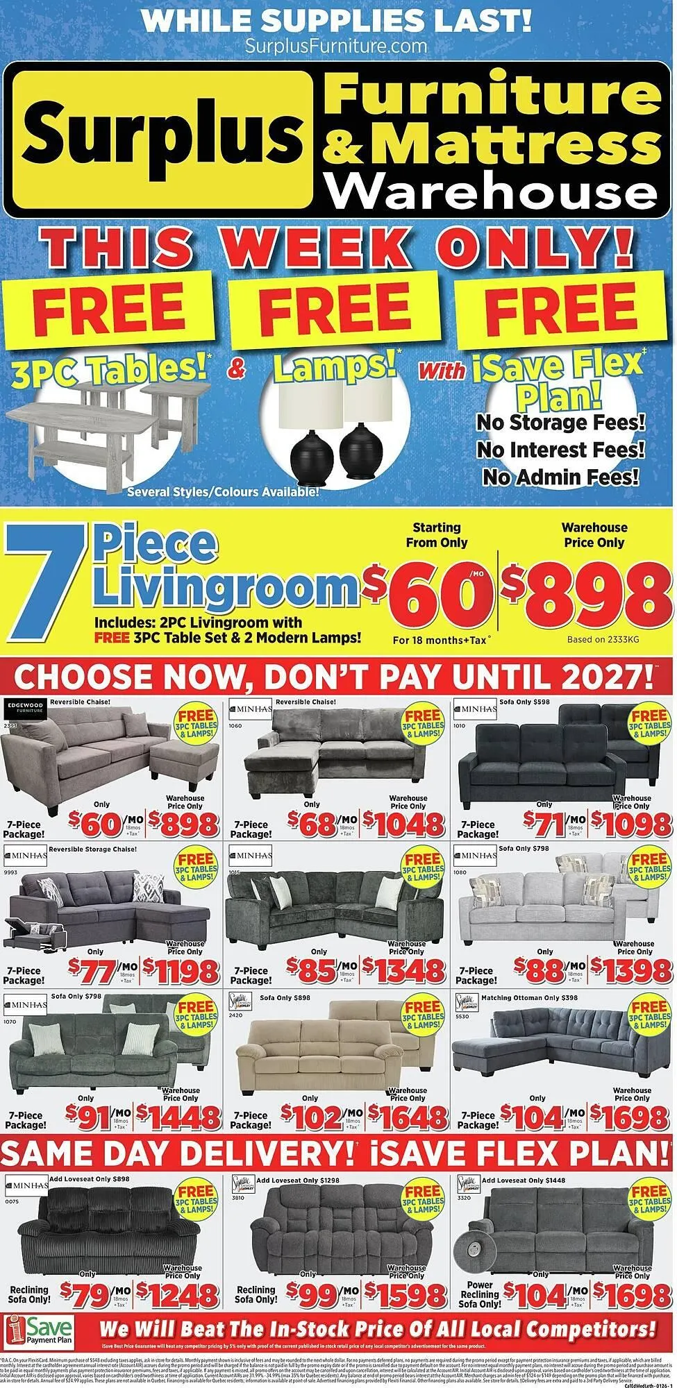 Surplus Furniture flyer from December 29 to January 5 2026 - flyer page 1