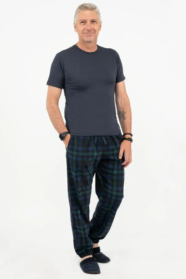 Men's pressed micropolar printed jogger PJ pants