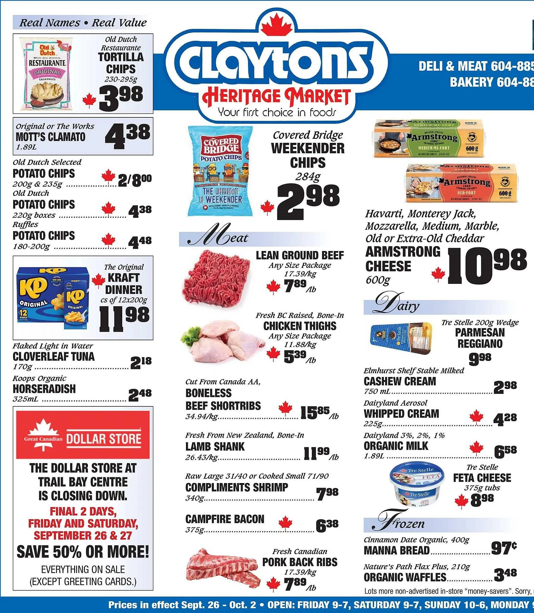 Claytons Heritage Market flyer from September 26 to October 2 2025 - flyer page 1