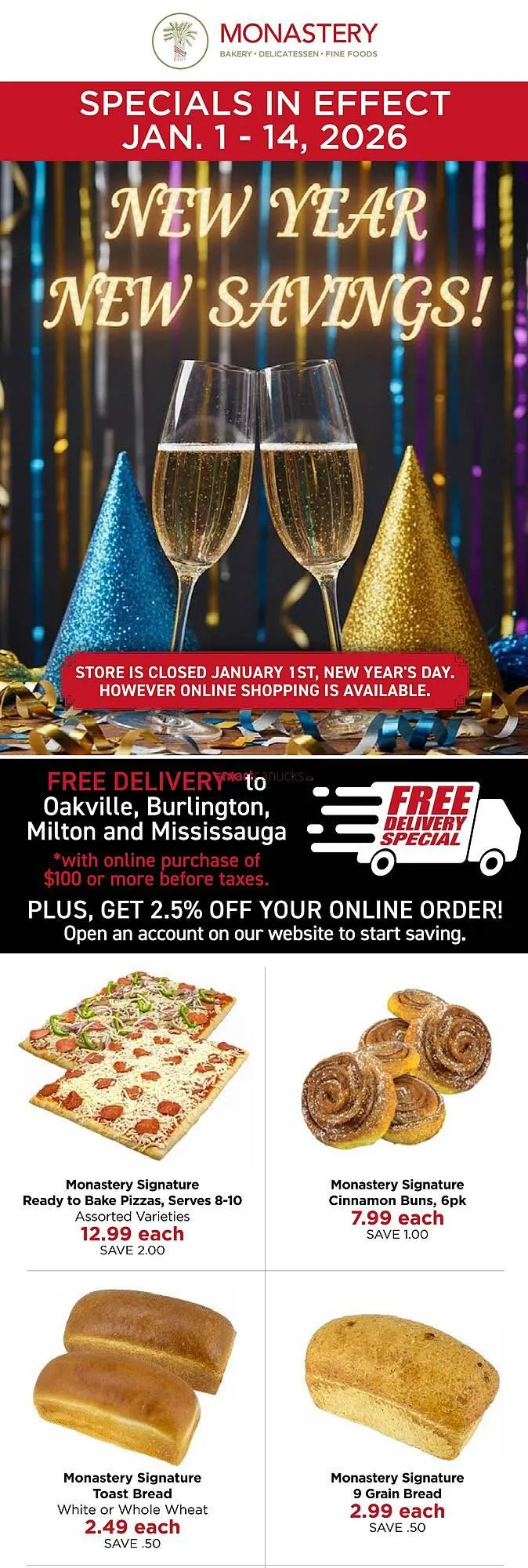 Monastery Bakery flyer from January 1 to January 14 2026 - flyer page 1