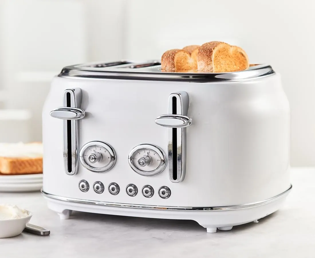 thinkkitchen Retro 4-Slice Toaster, White