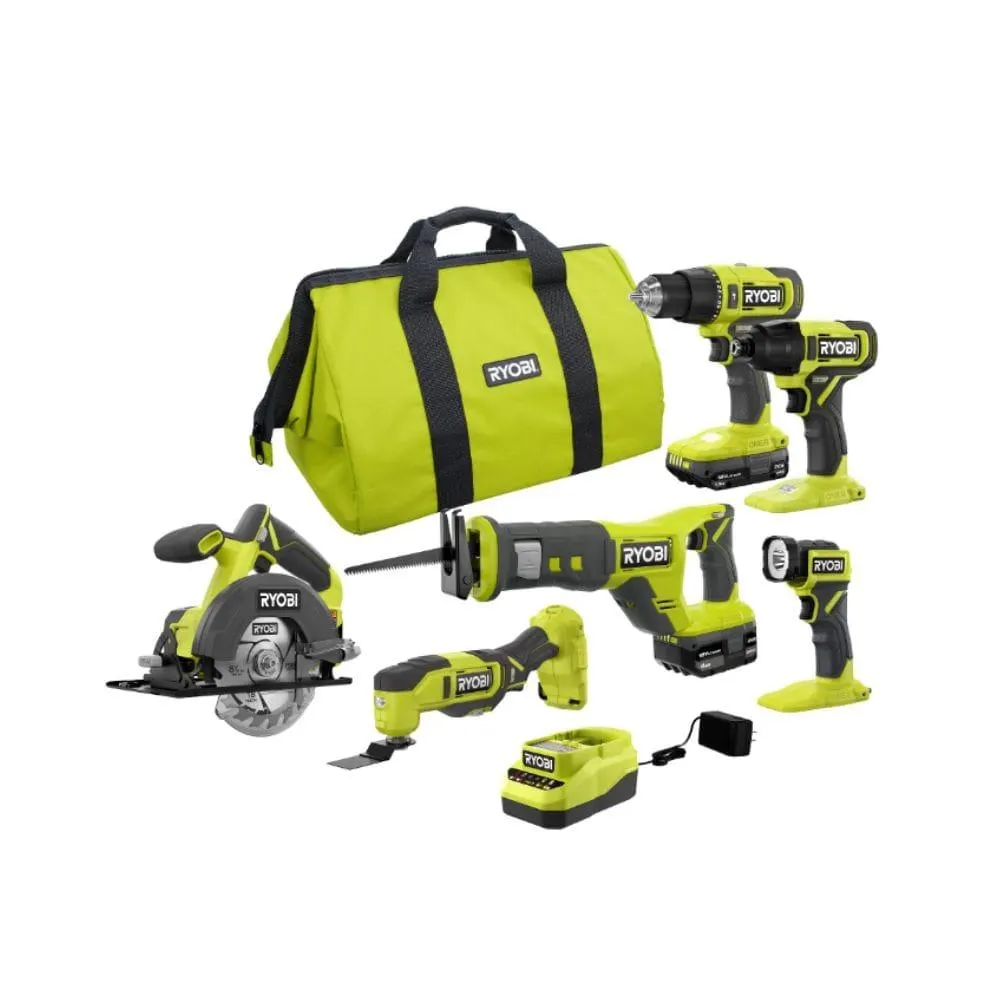 18V ONE+ 6-Tool Kit with (1) 1.5 Ah, (1) 4.0 Ah Batteries & Charger