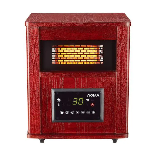 NOMA Wood Cabinet Infared Space Heater w/Remote Control & Thermostat, 1500W