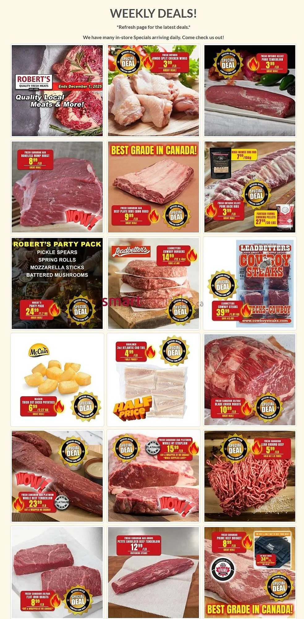 Roberts Fresh and Boxed Meats flyer from November 24 to December 28 2025 - flyer page 1