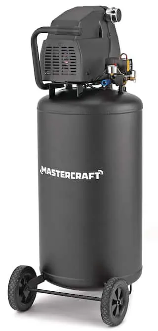 Mastercraft 26-Gallon Oil-Free Portable Vertical Air Compressor, Matte Black, 135 PSI, 1.8HP