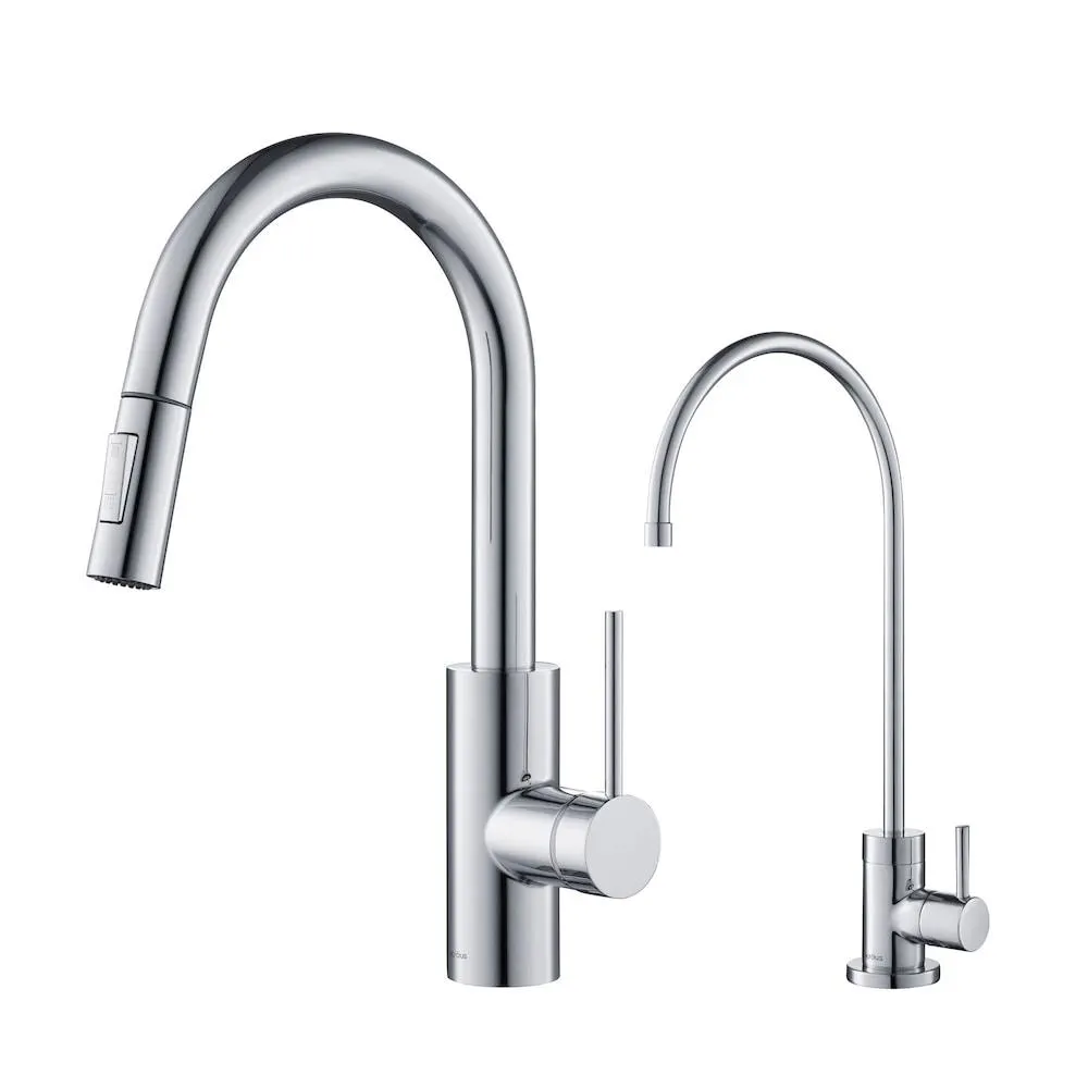 Oletto 1-Handle Pull-Down Faucet and Filtration Faucet in Chrome