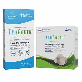 Tru Earth Eco-Strips Laundry Detergent 116-count and 4-pack Dryer Balls Bundle