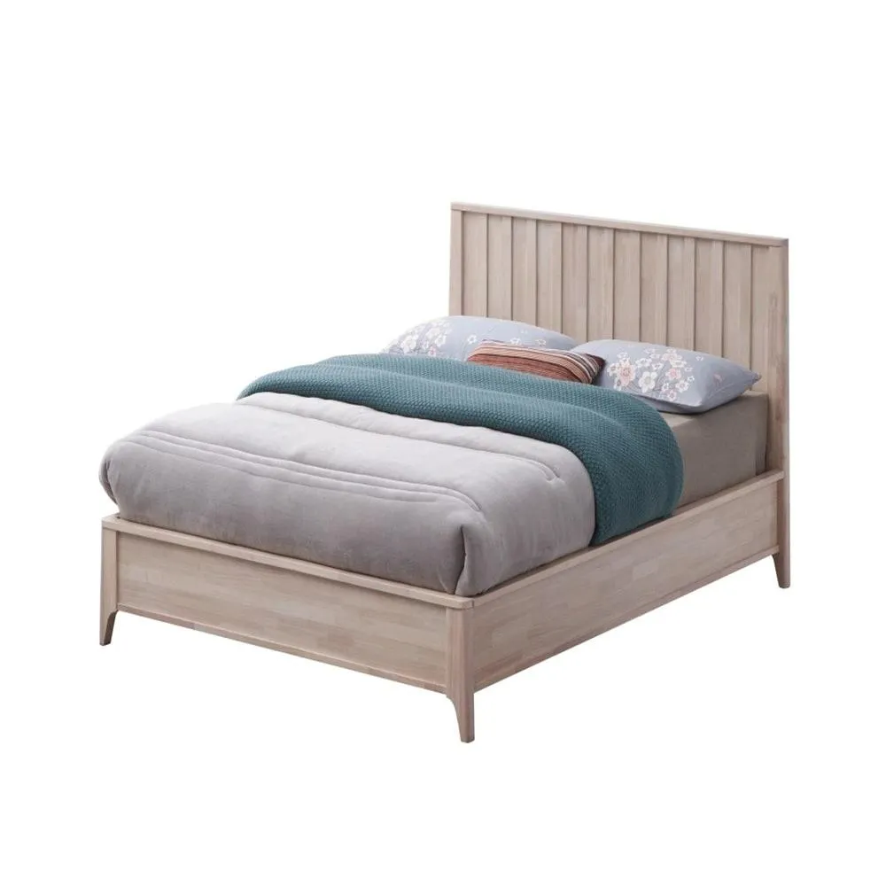 Queen Platform Bed Contemporary styling, Antique White