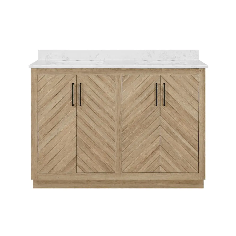 Huckleberry 48 inch Bath Vanity in Weathered Tan with White Engineered Marble Top