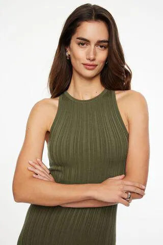 Ribbed Racerback Midi Dress