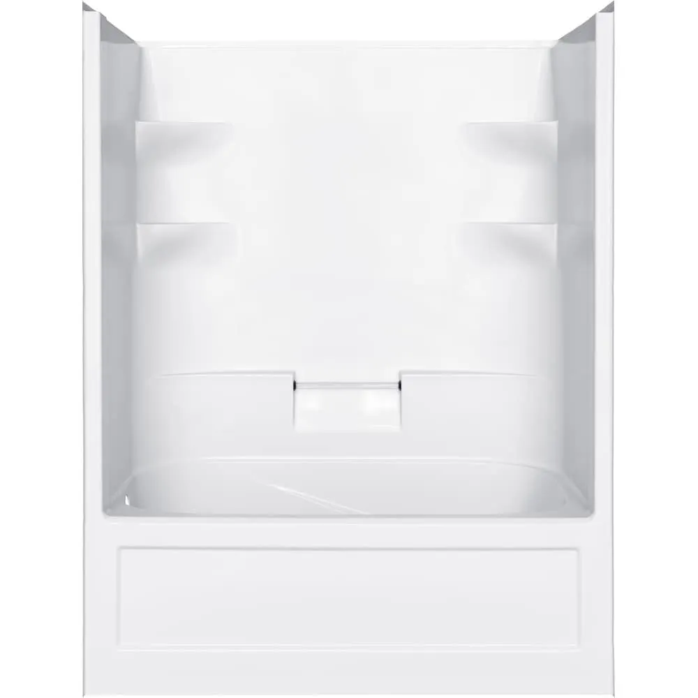 Belaire 32.5" D x 60" W x 78" H 4-Shelf Acrylic 1-Piece Left Hand Drain Tub & Shower in White