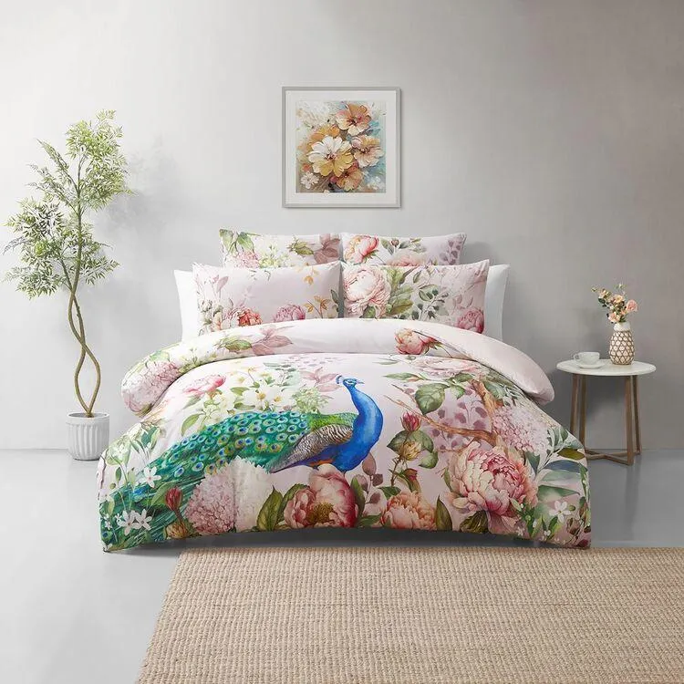 KOO Peacock Quilt Cover Set Pink