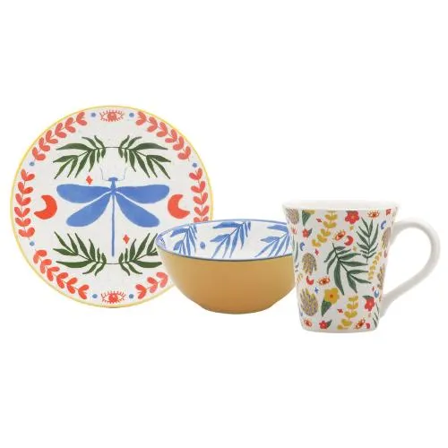 Oxford Bazar Collection Dragonfly 3 Pieces Snack Set