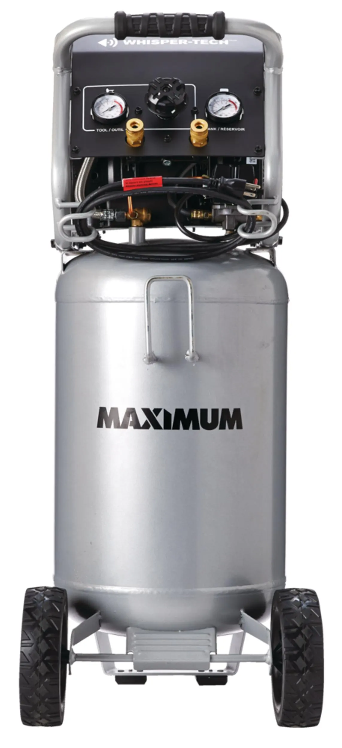 MAXIMUM 15-Gallon Oil-Free Quiet Portable Vertical Air Compressor with Top Tray