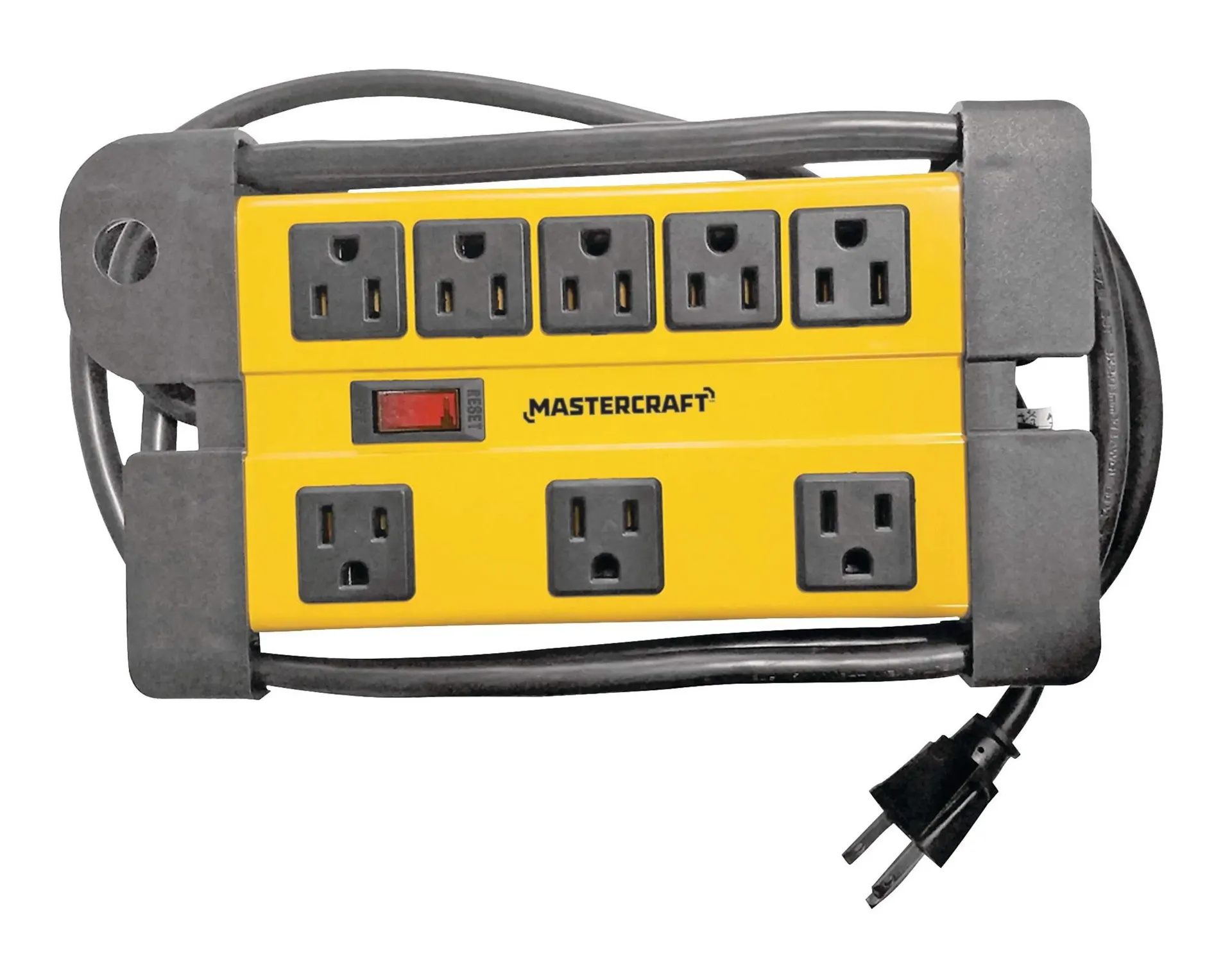 Mastercraft 8-Outlet Power Bar with 6-ft Cord, Circuit Breaker and Lighted Switch, Yellow/Black