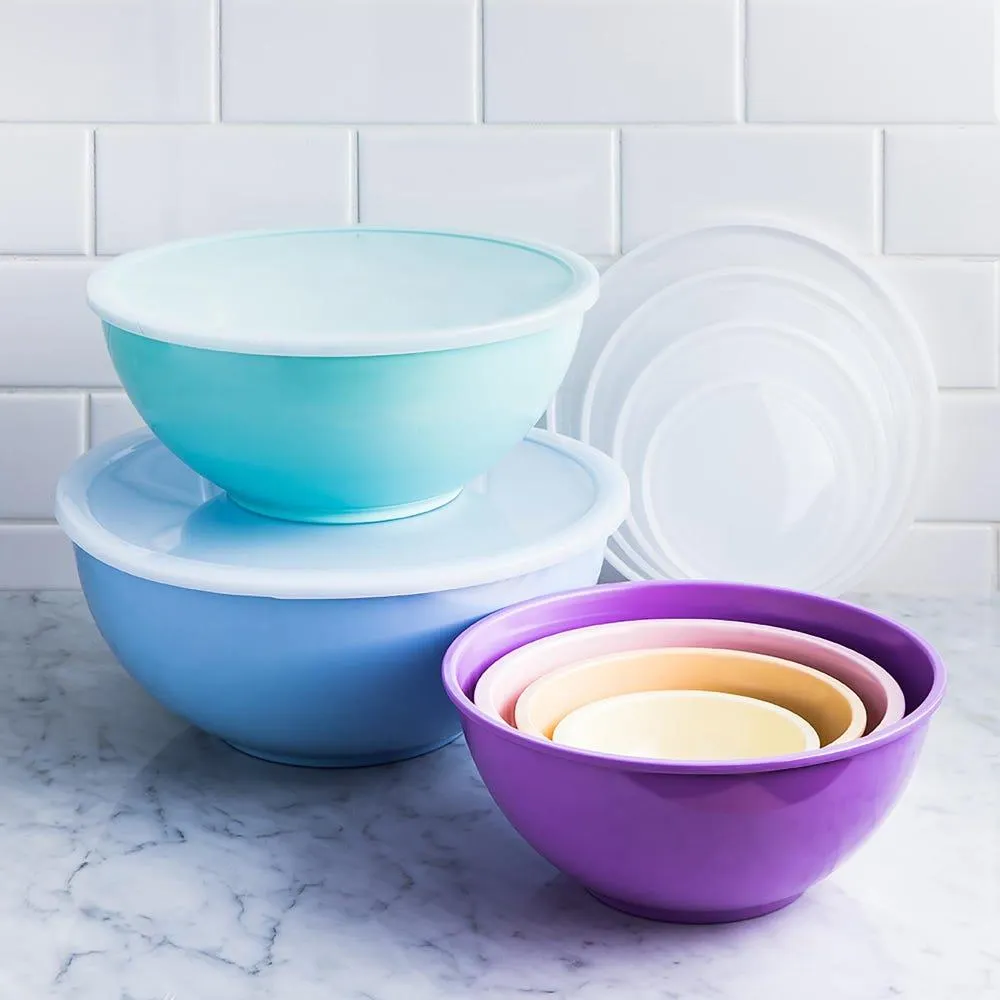 KSP Multi Melamine Mixing Bowl with Lids - Set of 6 (Multi Pastel)