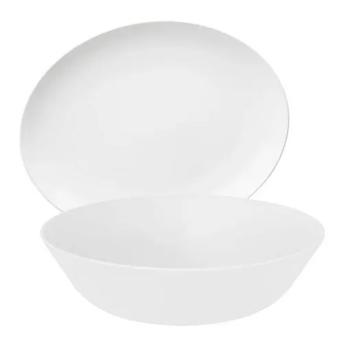 Oxford Flamingo White Serving Set with 2 Pieces Salad Bowl + Platter
