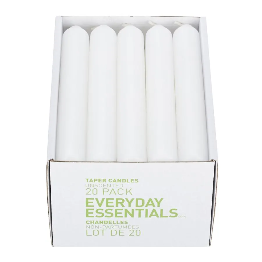 White Taper Candles, Unscented